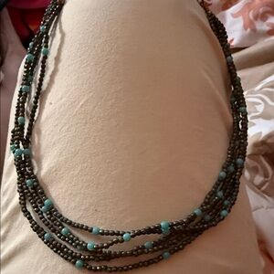 NWT Michael Negron  Beaded Necklace in Turquoise and Black 9” 5 strand
